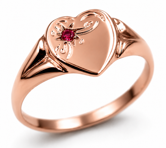 Genuine 9ct 9K Yellow, Rose or White Gold Ruby (Birthstone- July) Signet Ring 265