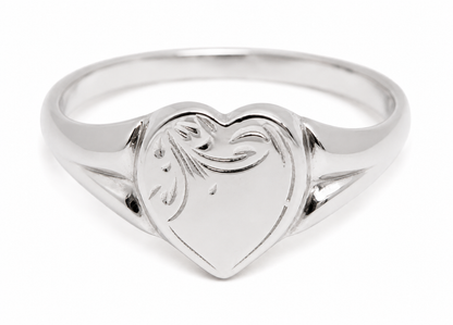 Kaedesigns Genuine Large Sterling Silver 925 Heart Signet Ring - Choose your size