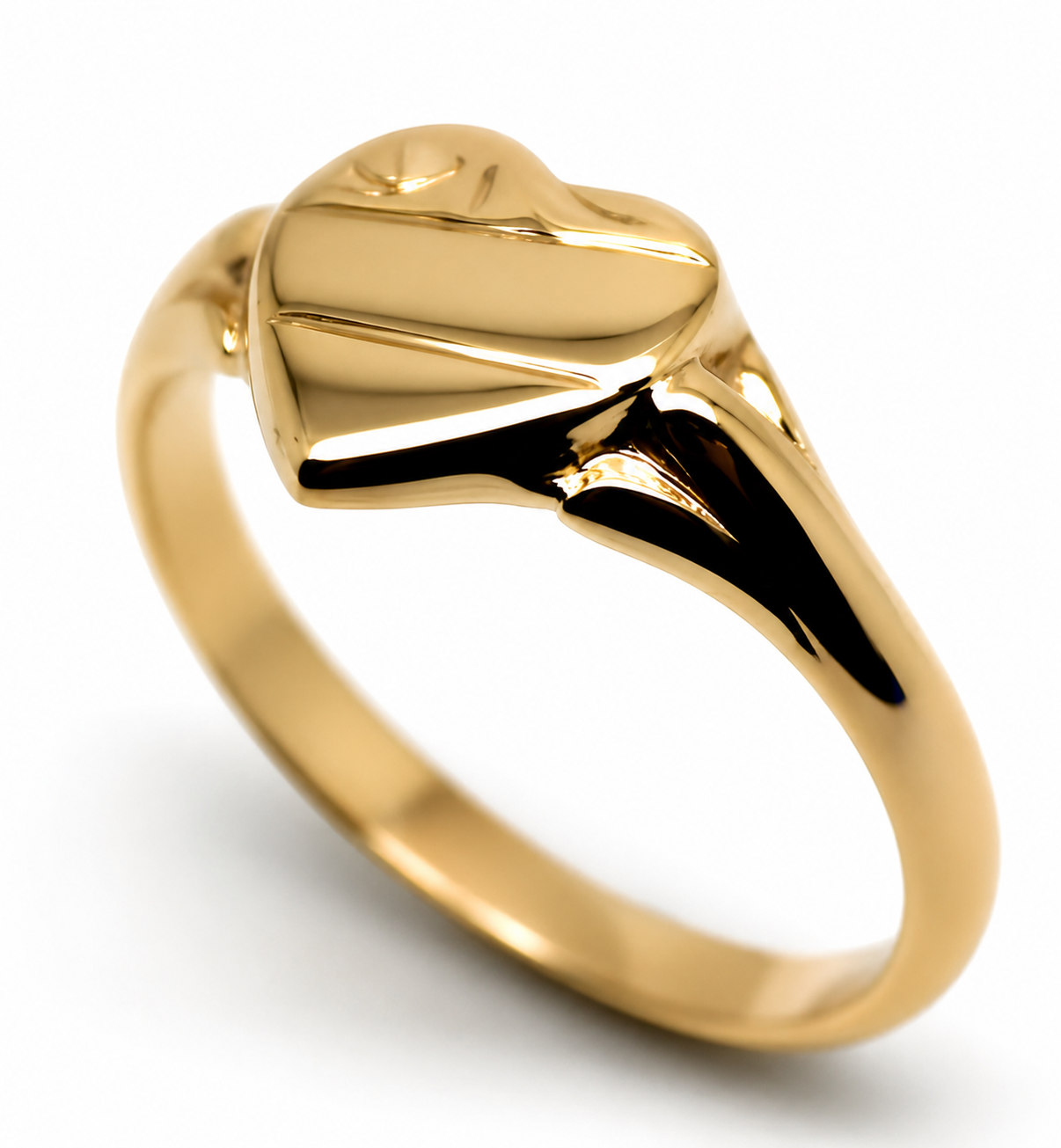Genuine 9ct 9k 375 Yellow, Rose or White  Gold Small Heart Signet Ring - Choose your size 201