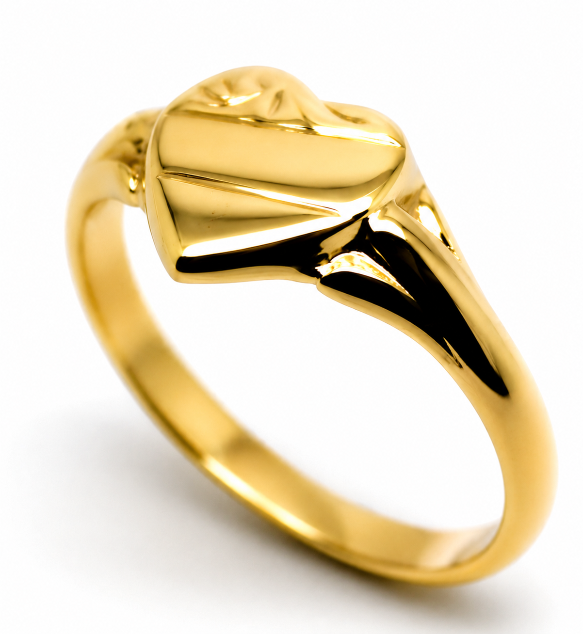 Genuine 9ct 9k 375 Yellow, Rose or White  Gold Small Heart Signet Ring - Choose your size 201
