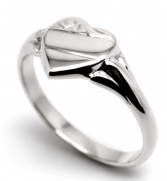 Genuine Sterling Silver 925 Heart Signet Ring 201 - Choose your size