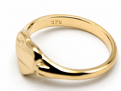 Genuine 9ct 9k 375 Yellow, Rose or White  Gold Small Heart Signet Ring - Choose your size 201