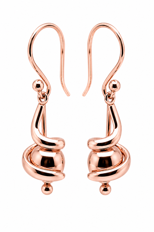 Kaedesigns, 9ct 9k 375 Yellow, Rose or White Gold 8mm Hook Swirl Ball Drop Earrings