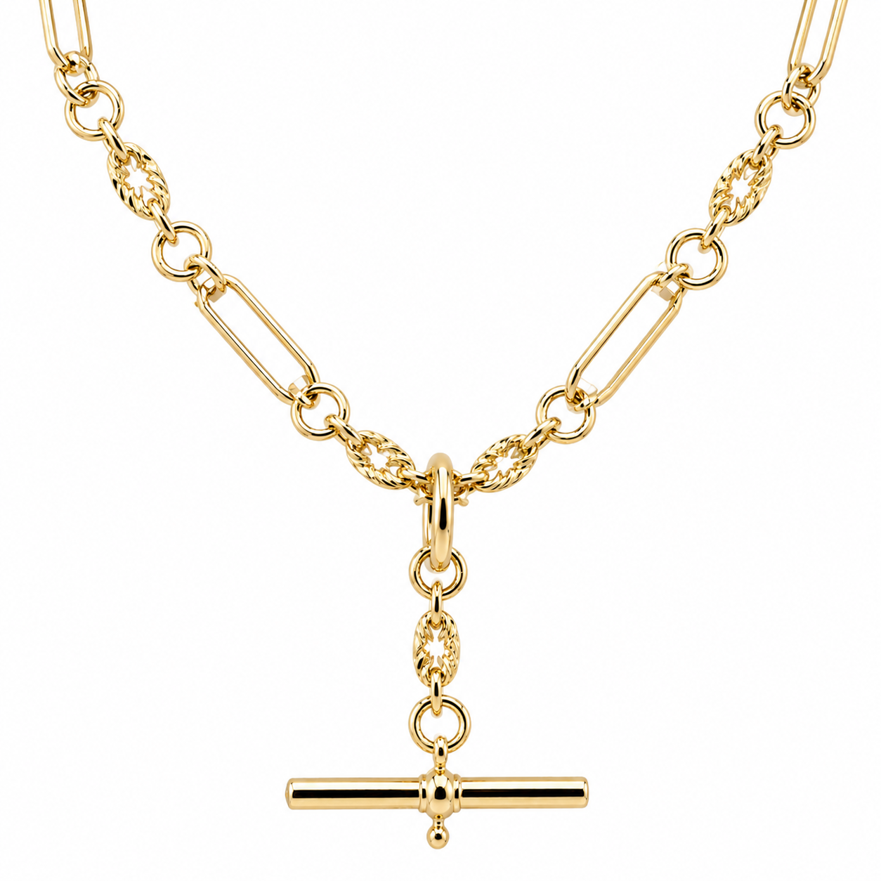 Genuine 9ct 9k 375 Yellow, Rose or White Gold Handmade Solid Fancy Paperclip FOB Necklace Chain 50cm