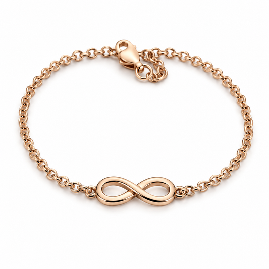 Kaedesigns, 9ct 9k 375 Solid Rose or Yellow Gold Infinity Belcher Bracelet