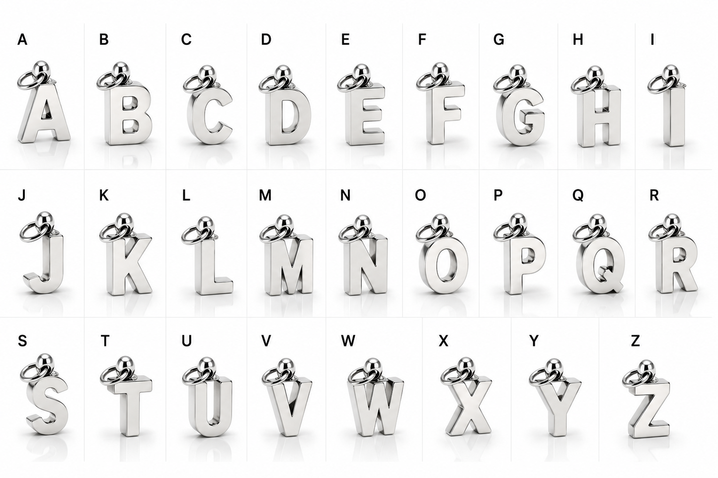 Genuine Solid Sterling Silver 925 Thick Block Initial Pendant - All Letter Available