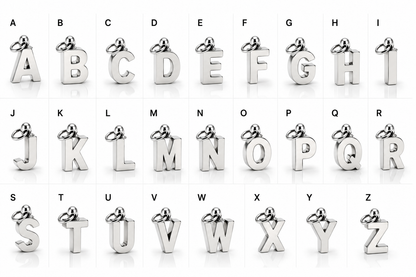 Genuine Solid Sterling Silver 925 Thick Block Initial Pendant - All Letter Available