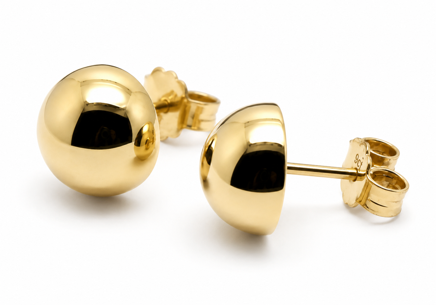 Genuine 9ct 9K 375 Solid Yellow, Rose or White Gold 10mm Stud Half Ball Earrings