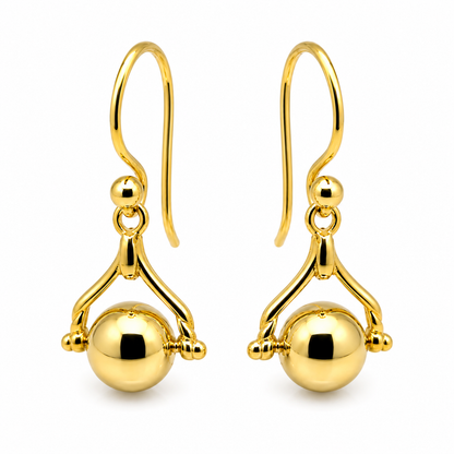 Genuine 9ct 9k 375 Yellow, Rose or White Gold Plain Ball Spinner Earrings