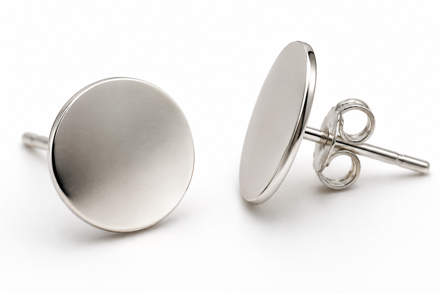 Kaedesigns Sterling Silver 925 10mm Round Disc Stud Earrings