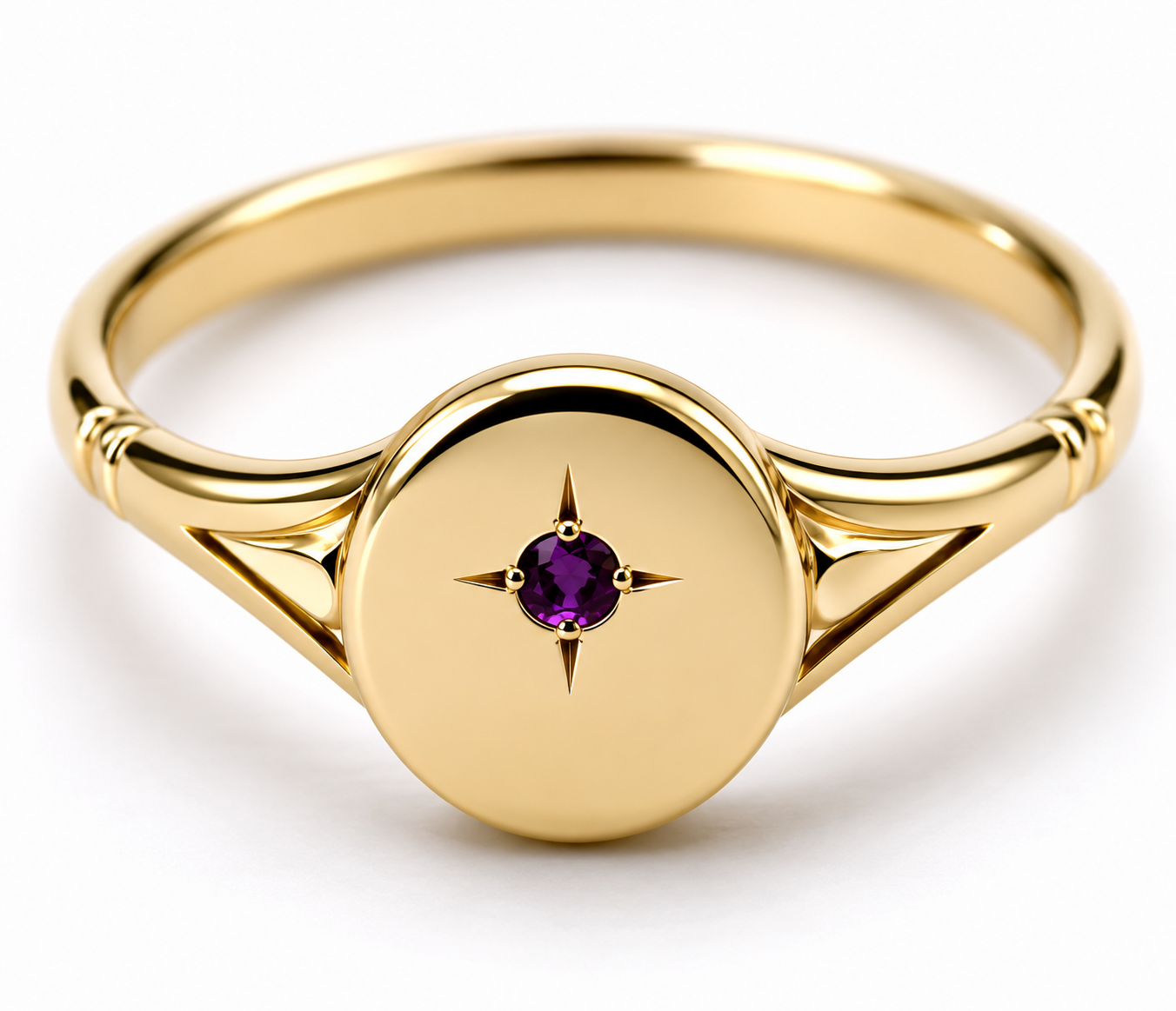 Genuine 9ct 9k 375 Amethyst Set Yellow, Rose or White Gold Oval Signet Ring 227