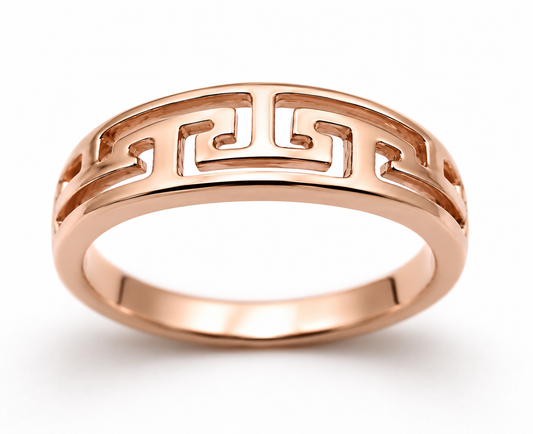 Kaedesigns, Solid 9ct 9k 375 Yellow, Rose or White Gold Celtic Wave Greek Key Ring 328