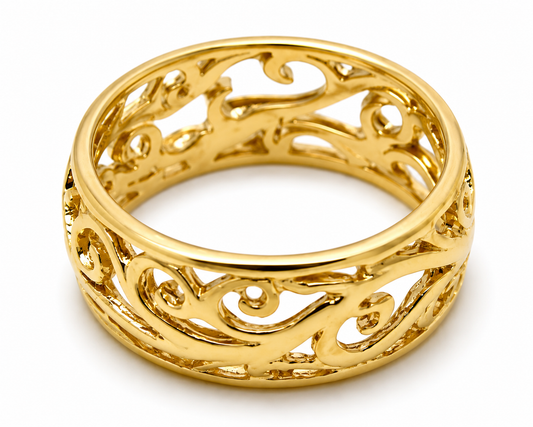 Genuine 9ct 9K 375 Full Solid Wide Yellow, Rose or White Gold Filigree Vine Ring 235 - Choose your ring size
