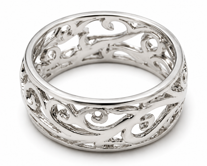 Kaedesigns Genuine Wide Sterling Silver 925 Filigree Vine Ring 235 - Choose your size