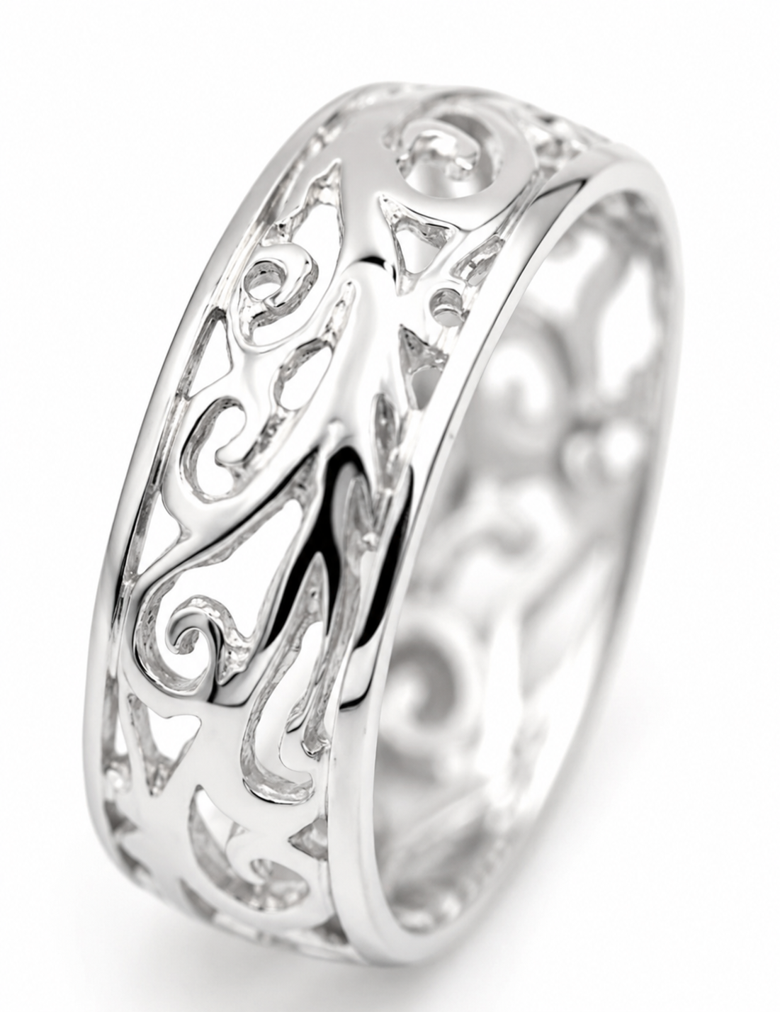 Kaedesigns Genuine Wide Sterling Silver 925 Filigree Vine Ring 235 - Choose your size