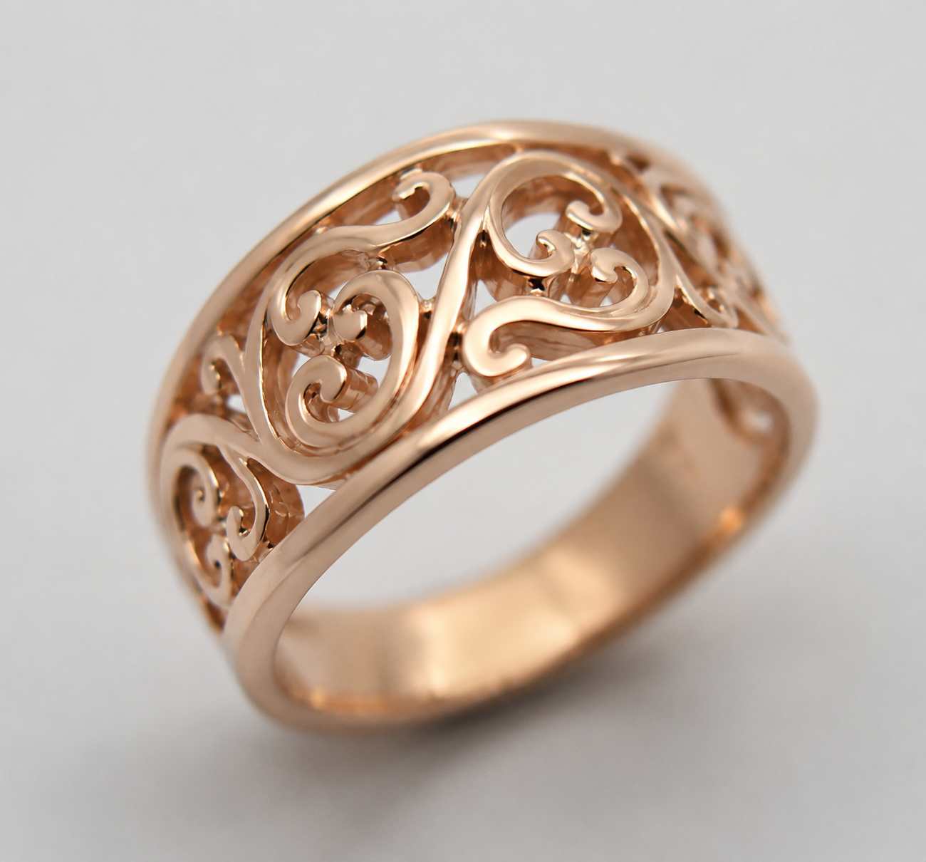 Genuine 9ct 9K 375 Full Solid Wide Yellow, Rose or White Gold Filigree Flower Swirl Ring 336 - Choose your ring size J to Q