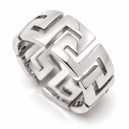 Size X Kaedesigns Genuine Heavy Solid 18ct 750 Yellow, Rose or White Gold 10mm Wide Greek Key Ring