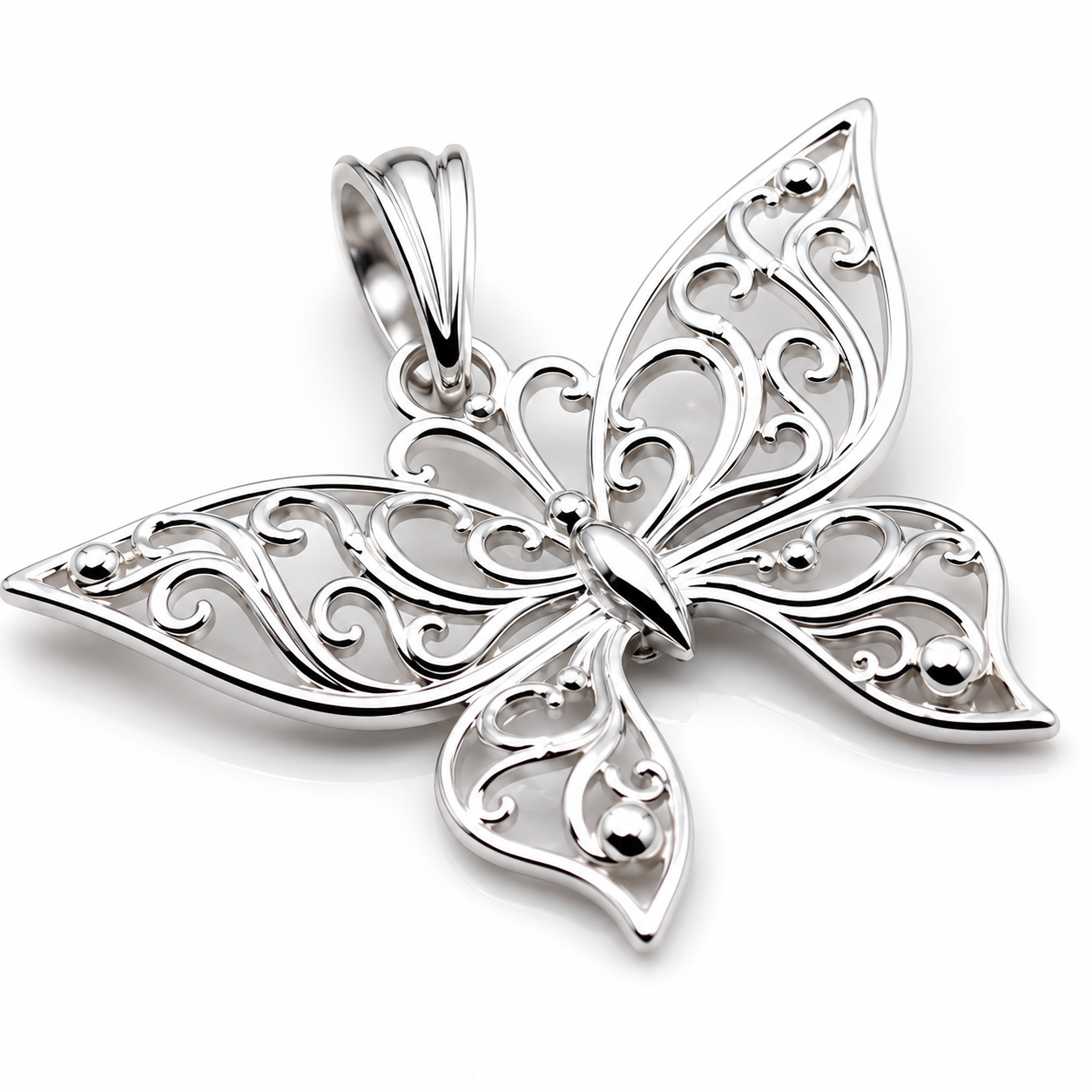 Kaedesigns Sterling Silver 925 Filigree Butterfly Pendant
