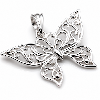 Kaedesigns Sterling Silver 925 Filigree Butterfly Pendant