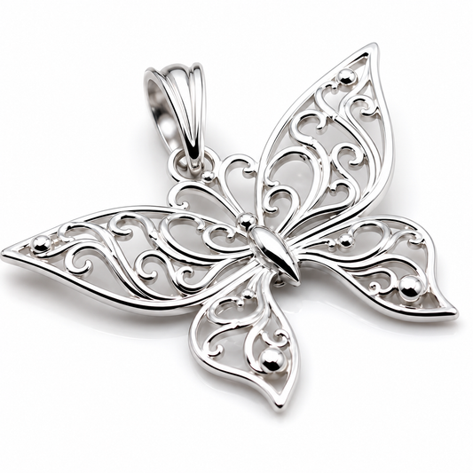 Kaedesigns Sterling Silver 925 Filigree Butterfly Pendant