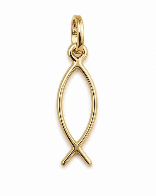 Solid Sterling Silver or 9ct Yellow Gold Religious Jesus Christian Fish Symbol Pendant