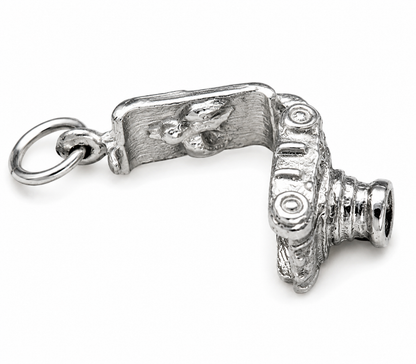 Genuine Sterling Silver 925 Camera Photographer Open Pendant / Charm