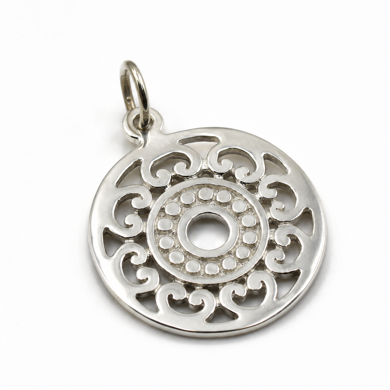 Kaedesigns, New Genuine New Sterling Silver 925 Filigree Round Pendant