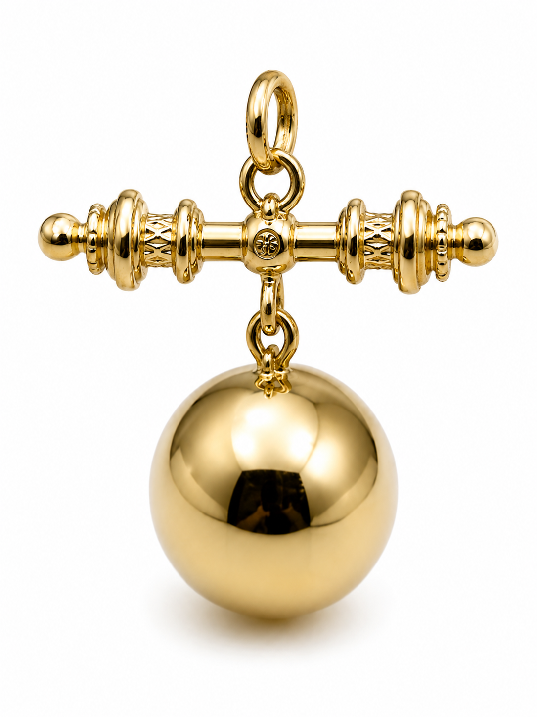 Genuine 9ct 9k 375 Yellow, Rose or White Gold Plain 16mm Ball Pendant with T-Bar