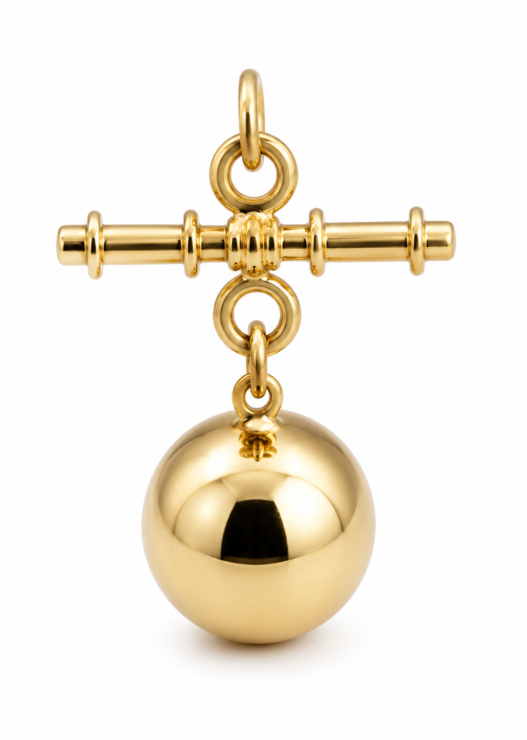 Genuine 9ct 9k 375 Yellow, Rose or White Gold Plain 14mm Ball Pendant with T-Bar