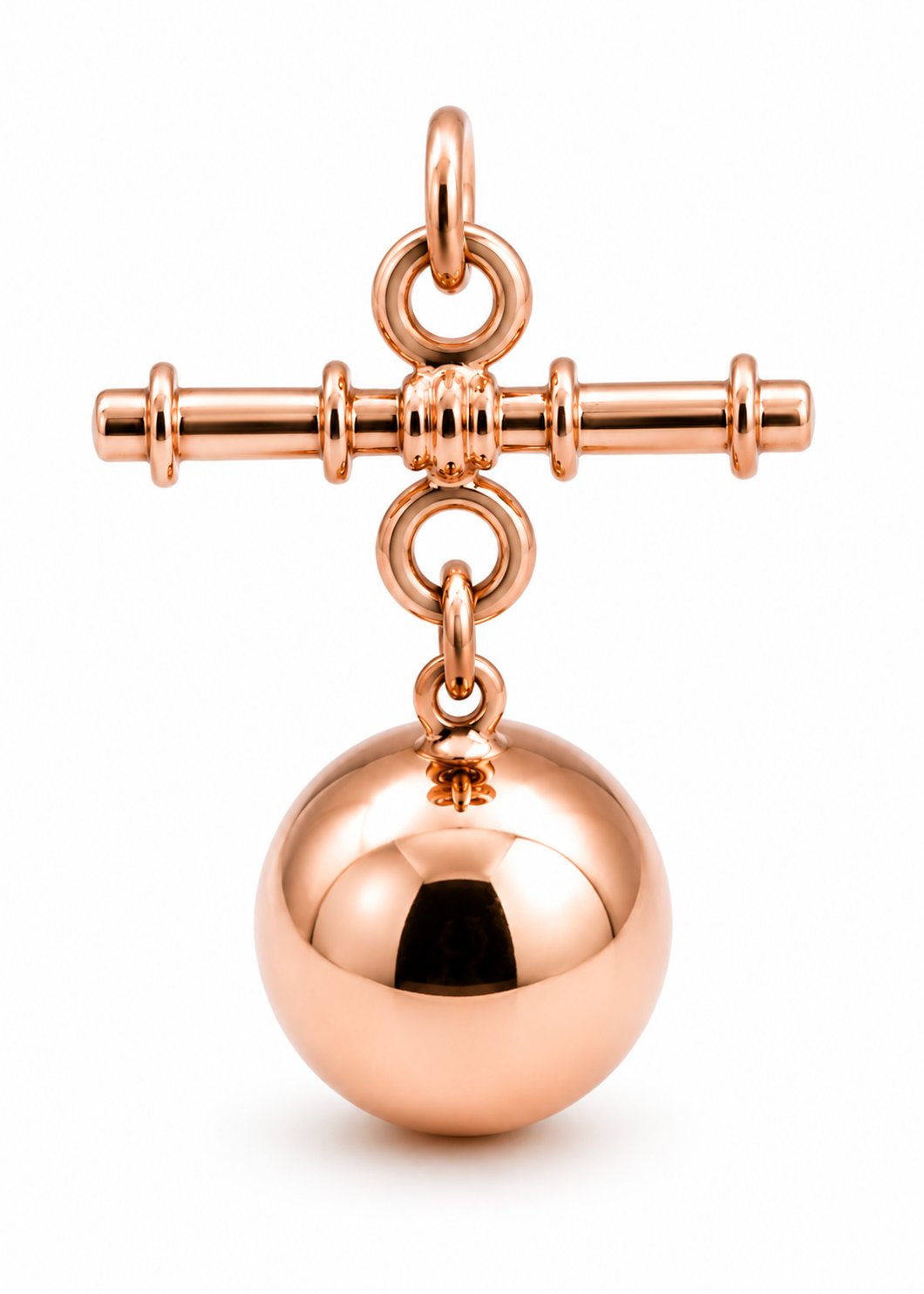 Genuine 9ct 9k 375 Yellow, Rose or White Gold Plain 14mm Ball Pendant with T-Bar