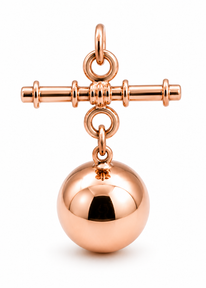 Genuine 9ct 9k 375 Yellow, Rose or White Gold Plain 14mm Ball Pendant with T-Bar