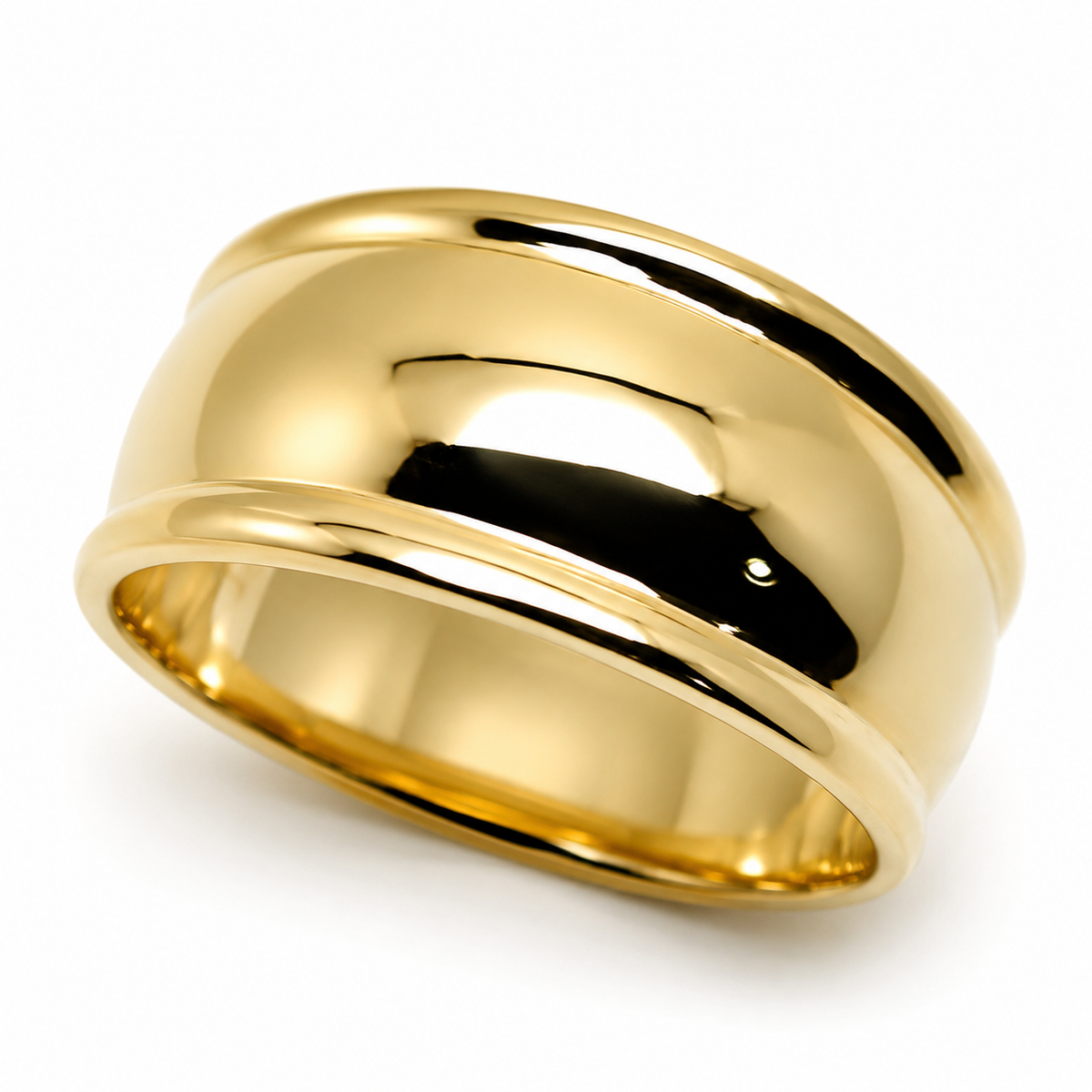 Genuine 9ct 9k 375 Yellow, Rose or White Gold Ridged Dome Ring 10mm - Choose your ring size H to P