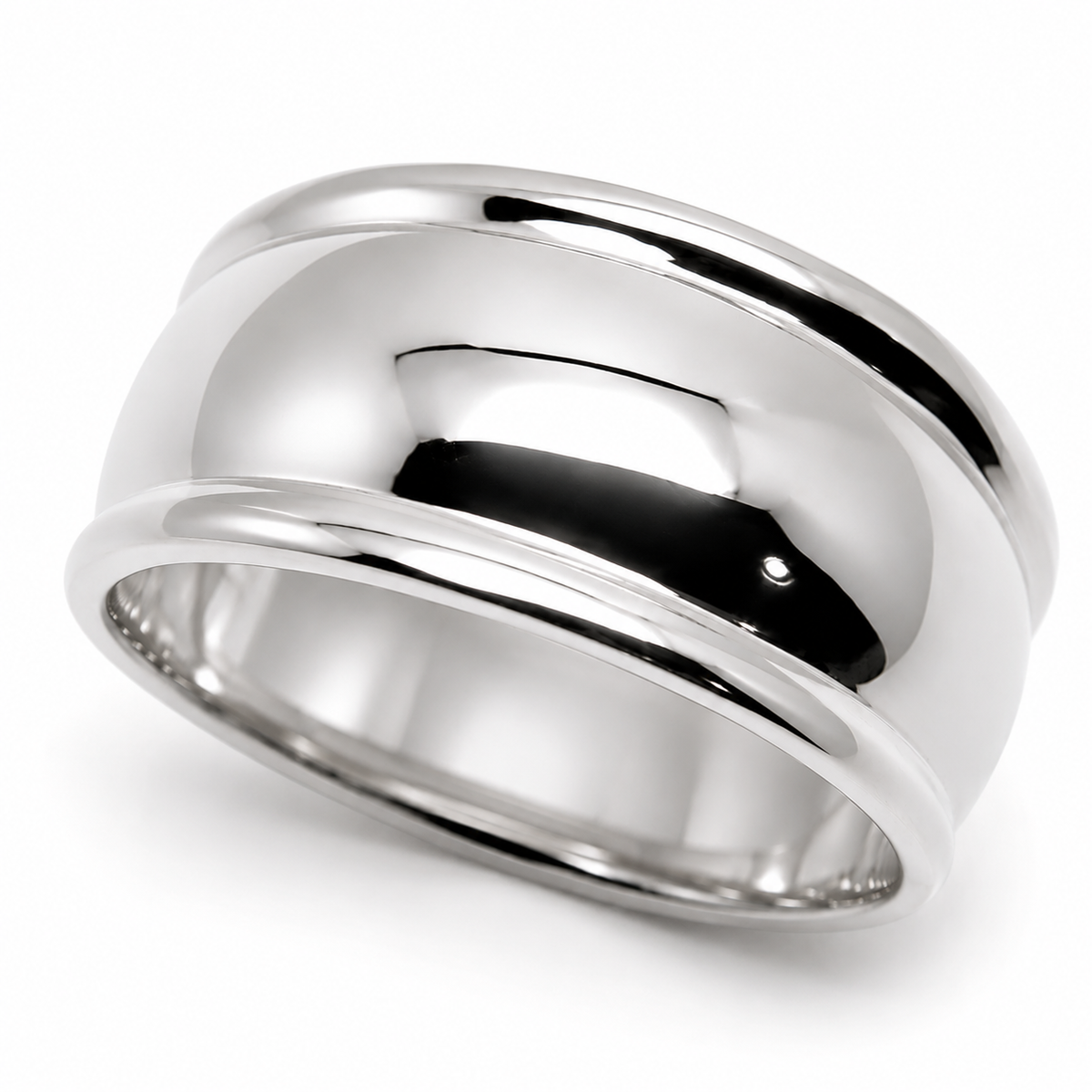 Genuine 9ct 9k 375 Yellow, Rose or White Gold Ridged Dome Ring 10mm - Choose your ring size H to P