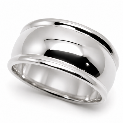 Genuine 9ct 9k 375 Yellow, Rose or White Gold Ridged Dome Ring 10mm - Choose your ring size H to P