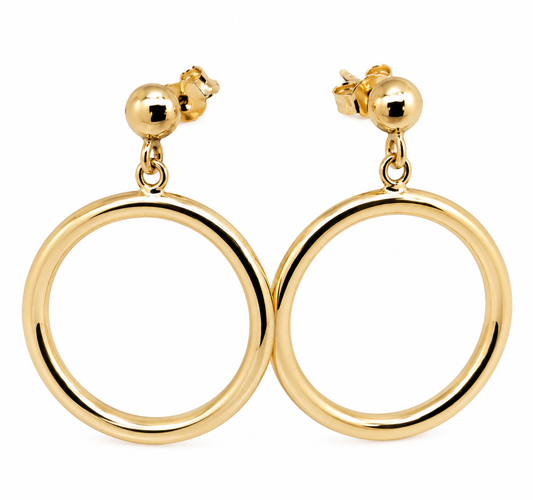 Genuine 9ct 9k 375 Yellow, Rose or White Gold 6mm Half Ball Hoop Stud Circle Earrings