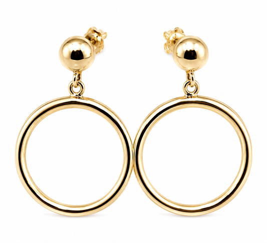 Genuine 9ct 9k 375 Yellow, Rose or White Gold 10mm Half Ball Hoop Stud Circle Earrings