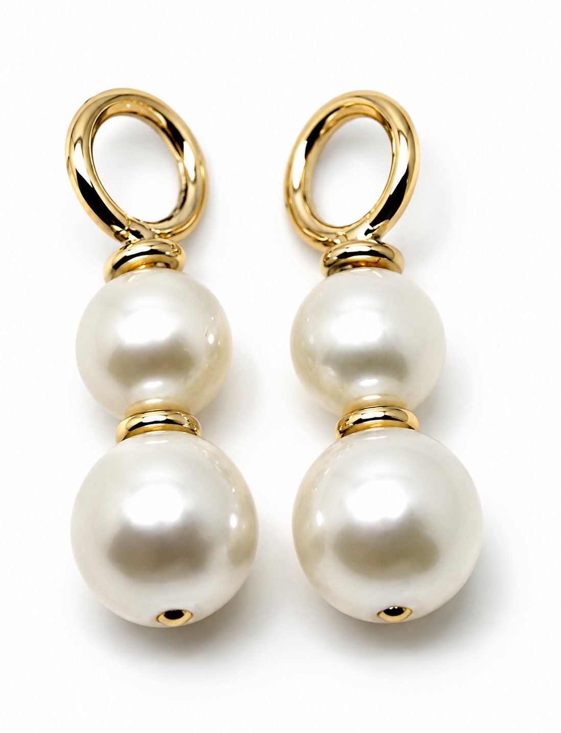 Genuine 9ct 9k 375 Yellow Gold 6mm & 8mm White Pearl Loop Earrings
