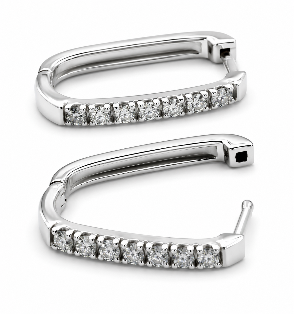 Genuine 9ct 9k Yellow, Rose or White White Gold Natural Mined Diamond Rectangular Hoop Earrings