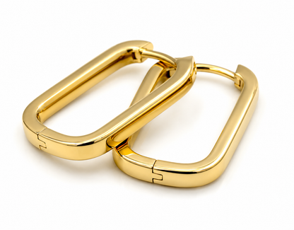 Genuine 9ct 9K 375 Solid Yellow, Rose or White Gold Rectangular Huggie Earrings