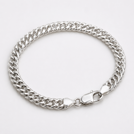 Sterling Silver 925 19cm or 21cm Double Curb Heavy Bracelet