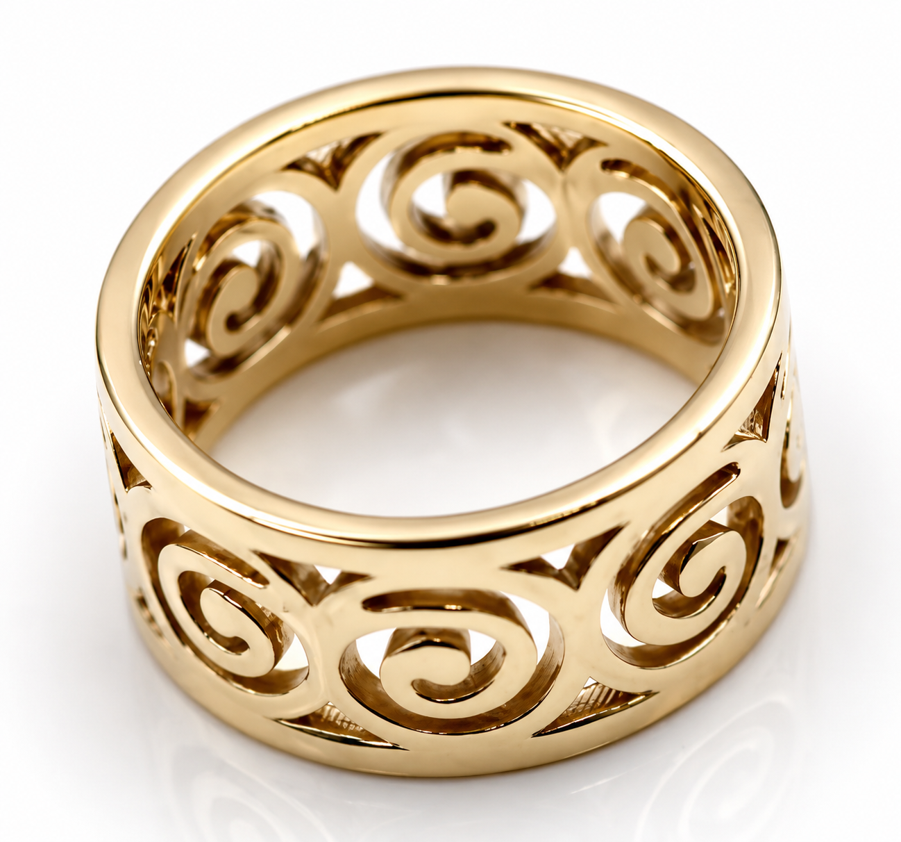 Size O 1/2 or 7.25 - 10mm Wide Solid Genuine 9ct 9k Yellow, Rose or White Gold Swirl Surf Wave Ring