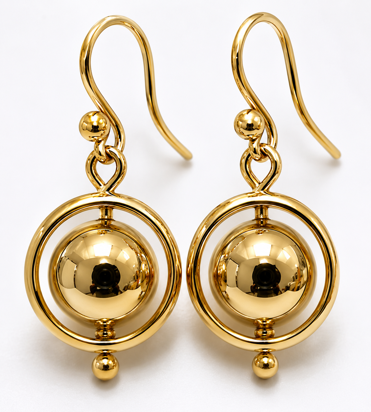 Kaedesigns Genuine 9ct 9k 375 Yellow, Rose or White Gold 12mm Spinning Belcher Ball Earrings