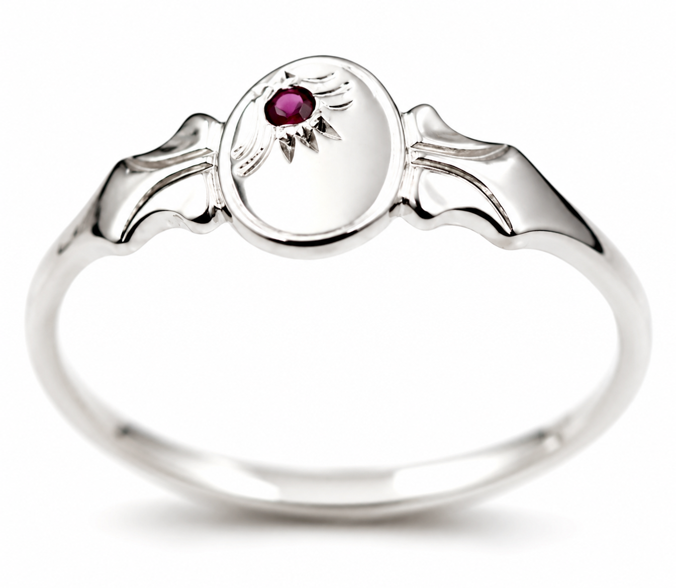 Genuine Size P Sterling Silver Oval CZ Ruby Signet Ring