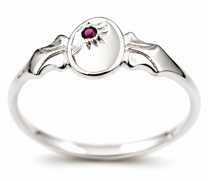 Genuine Size P Sterling Silver Oval CZ Ruby Signet Ring