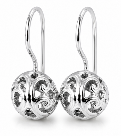 Genuine 9ct 9K 375 Yellow, Rose or White Gold 10mm Half Ball Filigree Earrings