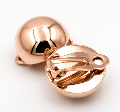 Kaedesigns Genuine 9ct 9k 375 Rose, Yellow Or White Gold Clip On 16mm Half Ball Earrings