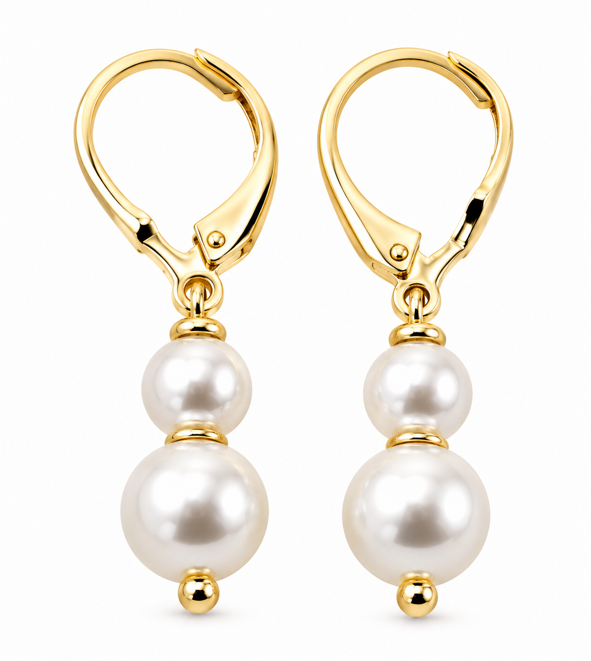 Genuine 9ct 9k 375 Yellow or Rose Gold 6mm & 8mm White Pearl Continental Clip Earrings