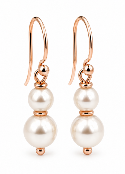 Genuine 9ct 9k 375 Yellow, Rose or White Gold 6mm & 8mm White Pearl With Open hooks Earrings