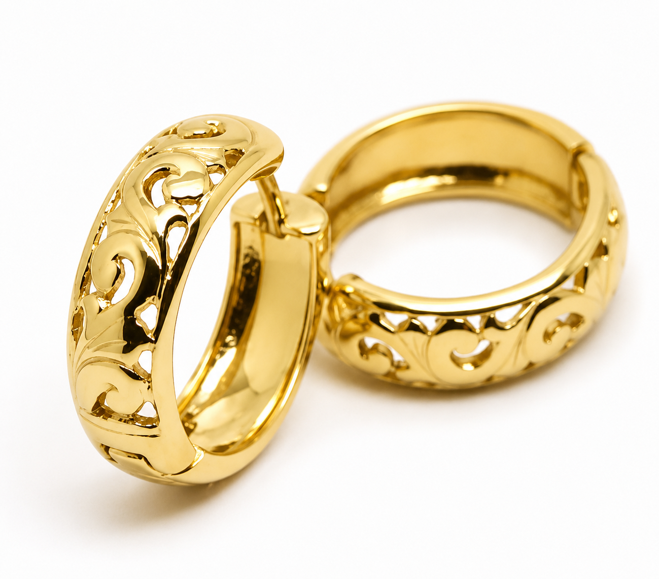 Kaedesigns Genuine 9ct 9k 375 Solid Yellow, Rose or White Gold Hoop Filigree Huggies Earrings
