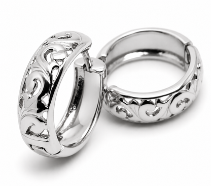 Kaedesigns Genuine 9ct 9k 375 Solid Yellow, Rose or White Gold Hoop Filigree Huggies Earrings